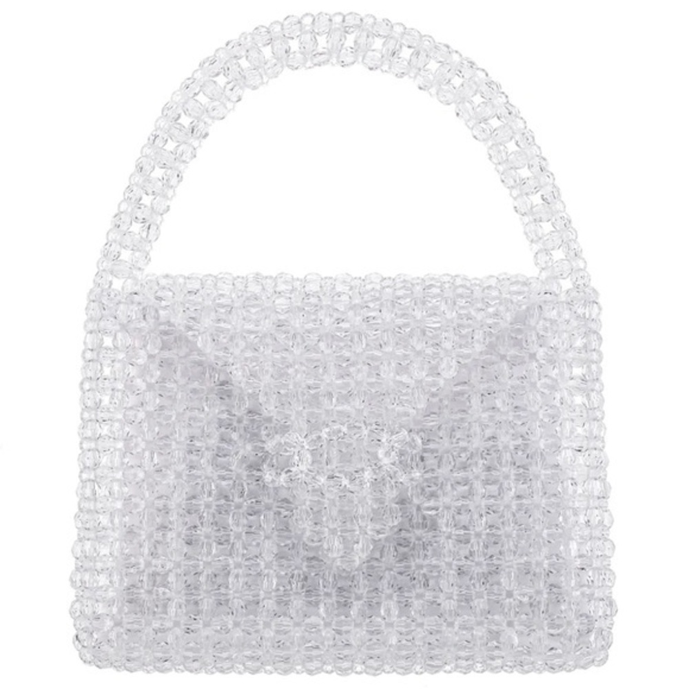 Nina OPIE CLEAR BEADED SATCHEL WITH INNER SATIN POUCH